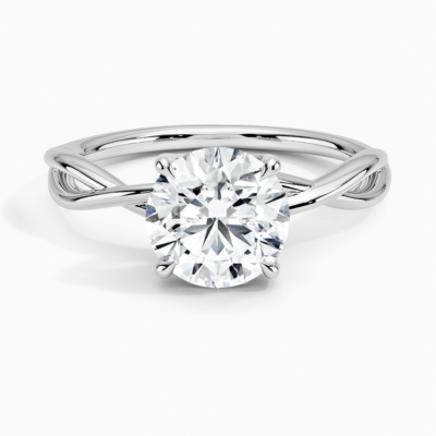IGI Certified Lab Grown Diamond Engagement Ring Round Brilliant Solitaire Ring With Infinity Twist Open Shank