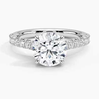 IGI Certified Lab Grown Diamond Engagement Ring Round Brilliant Hidden Halo Pavé Ring