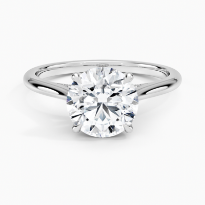 IGI Certified Lab Grown Diamond Engagement Ring Round Brilliant Hidden Halo Cathedral Ring