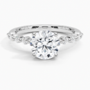 IGI Certified Lab Grown Diamond Engagement Ring Round Brilliant Graduated Side Stone Ring