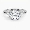 IGI Certified Lab Grown Diamond Engagement Ring Round Brilliant Diamond Ring With Marquise And Round Side Stones