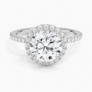 IGI Certified Lab Grown Diamond Engagement Ring Round Brilliant Halo With Hidden Halo And Pavé Band Ring
