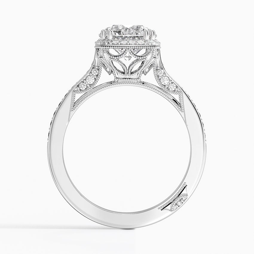 IGI Certified Lab Grown Diamond Engagement Ring Round Brilliant Halo Split Shank Pavé Ring - Image 3