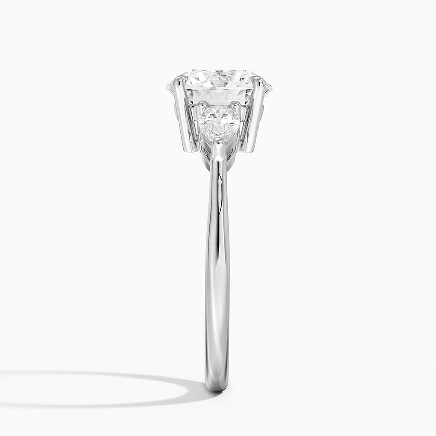 IGI Certified Lab Grown Diamond Engagement Ring Round Brilliant Three Stone Ring With Pear Side Diamonds - Image 3