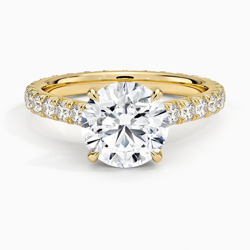 IGI Certified Lab Grown Diamond Engagement Ring Round Brilliant French Pavé Ring - Image 4