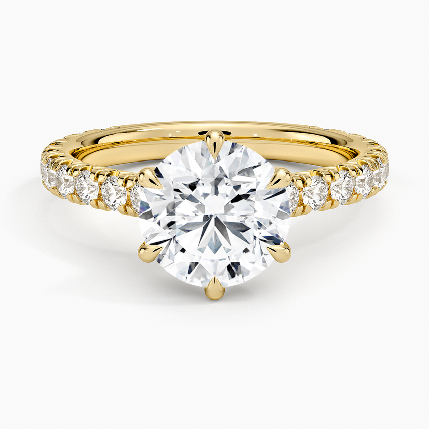 IGI Certified Lab Grown Diamond Engagement Ring Round Brilliant Cut Pavé Cathedral Ring - Image 4