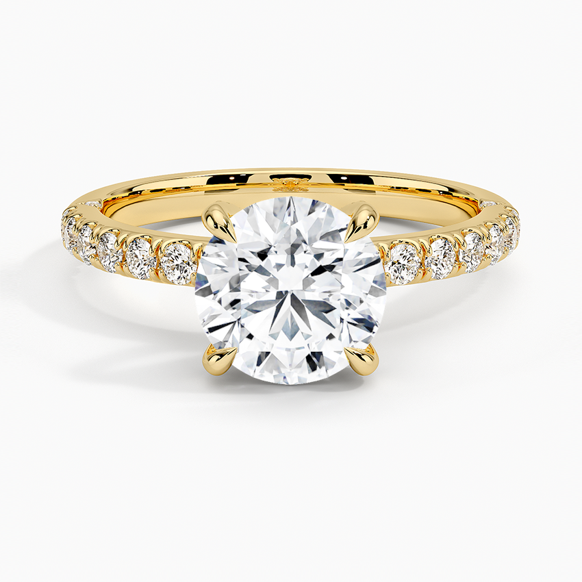 IGI Certified Lab Grown Diamond Engagement Ring Round Brilliant Hidden Halo Pavé Ring - Image 4