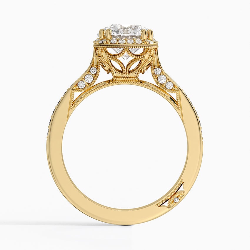 IGI Certified Lab Grown Diamond Engagement Ring Round Brilliant Halo Split Shank Pavé Ring - Image 6